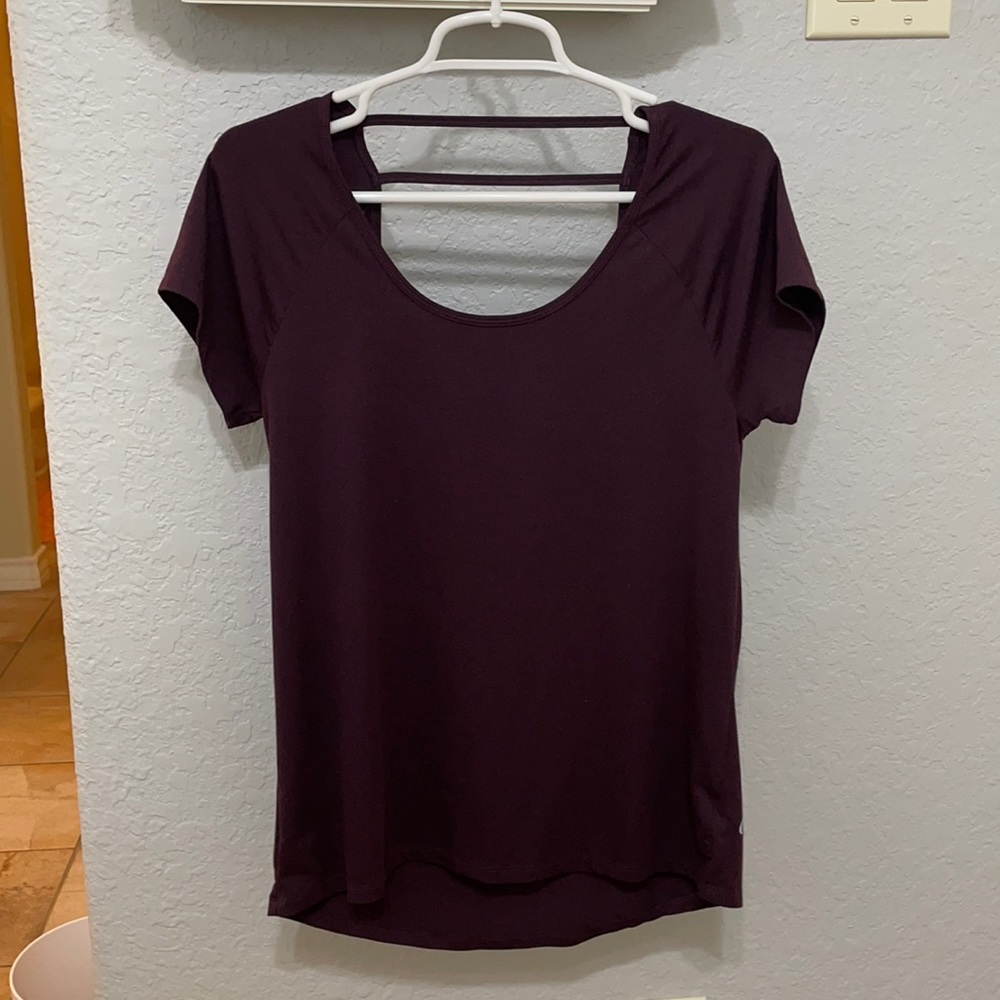 Purple short sleeve workout top